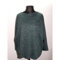 Błyszczący zielony sweter w stylu OVERSIZE ze srebrną niteczką